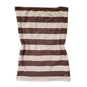 Y2K 2000s American Eagle Striped Tube Top Size S Brown Reversible Logo Preppy